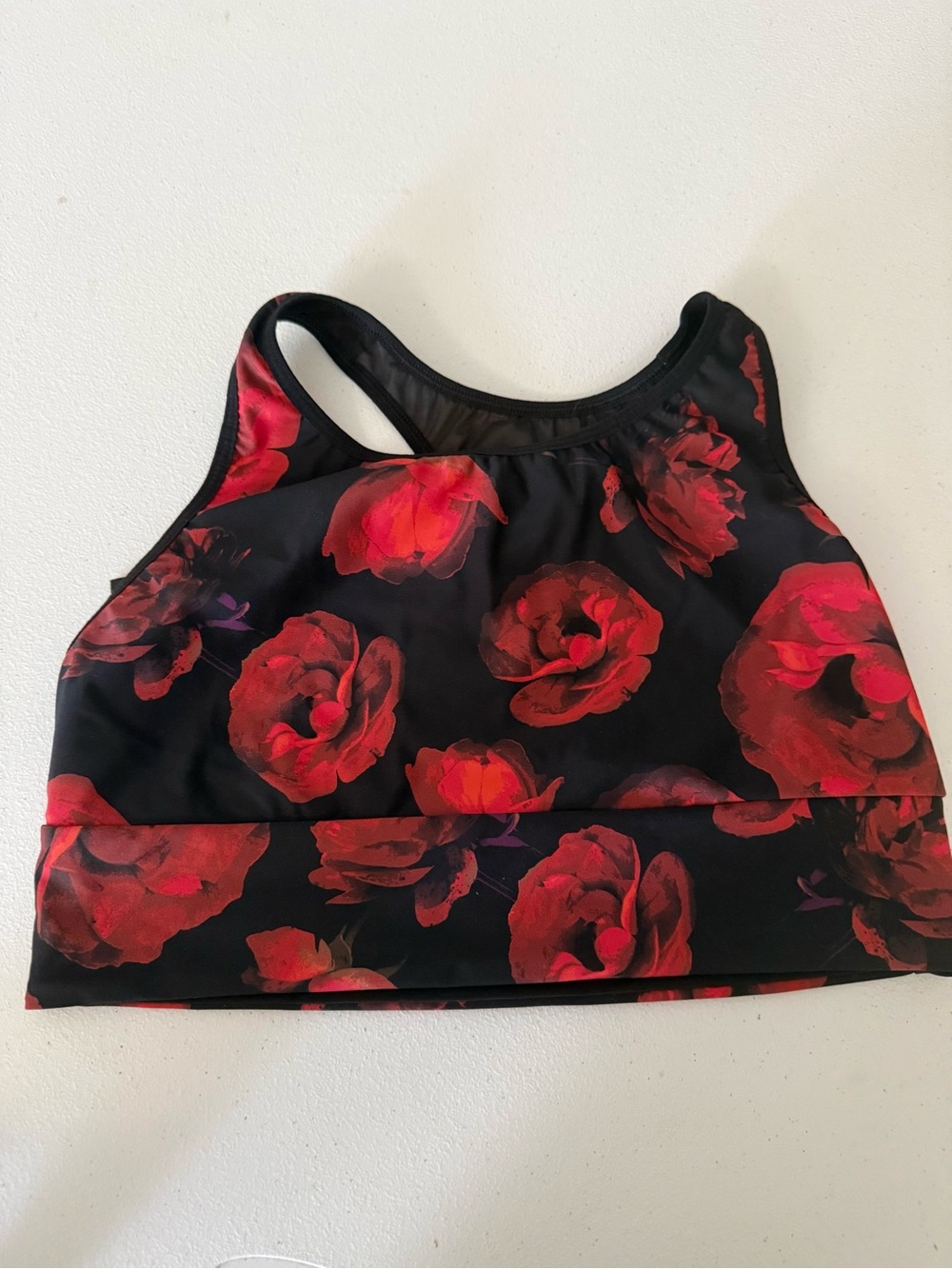 Victoria Secret Sport Women’s Size Large Black Red Floral Sports Bra Roses